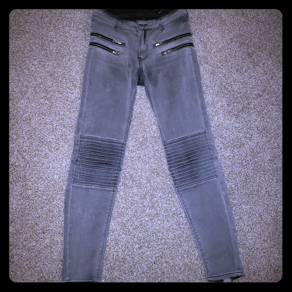 Zara Moto Skinny Ankle Zip Jeans